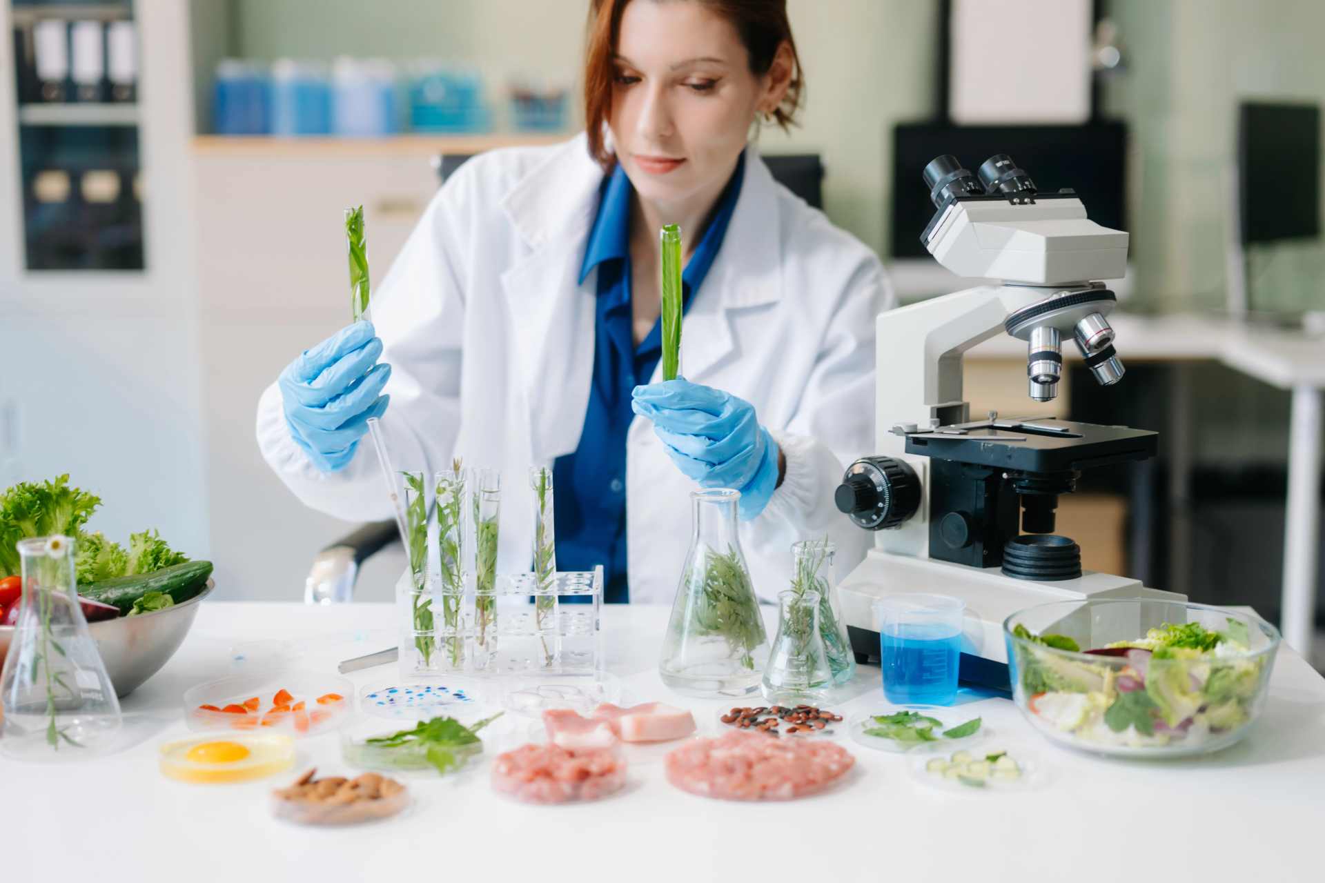 A lab technician analysing food samples - testing for Glyphosate.
