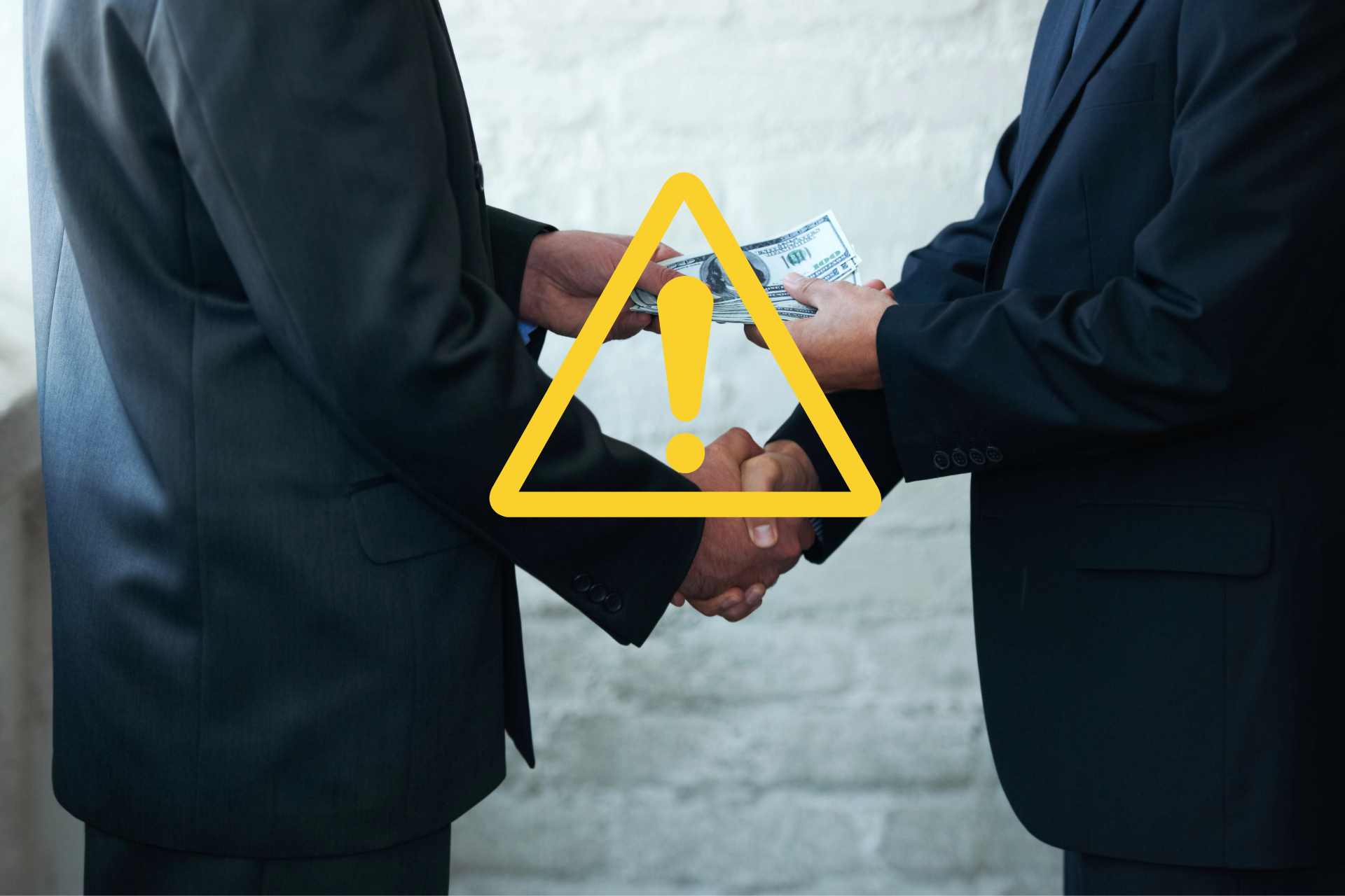 Close-up of two businessmen exchanging cash, symbolising backroom deals, influence, and the risks of handing too much power to a single gene technology regulator.