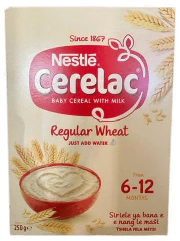 A packet of Nestle Cerelac Baby Cereal with Milk (Regular Wheat) - 250g