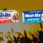 Packets of Weet-Bix Gluten Free and Weet-Bix Multi-Grain displayed against a wheat background for a No More Glyphosate NZ open letter article about glyphosate residue testing.